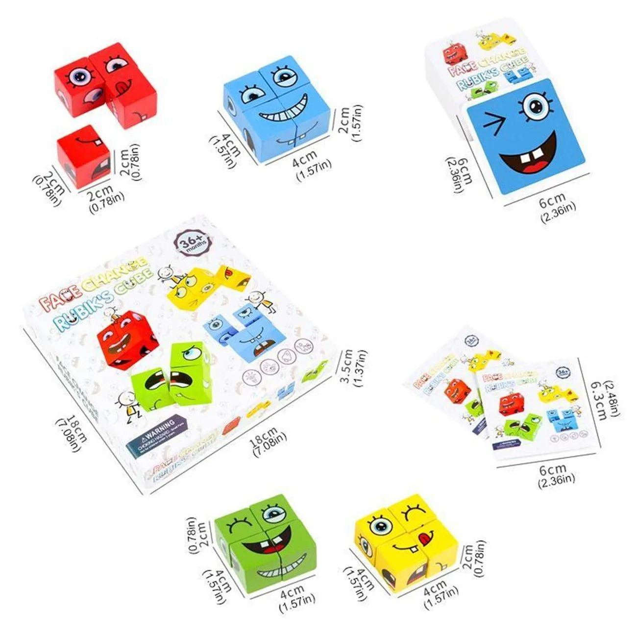 Fun Learning with Cartoon Face Changing Cubes and Wooden Puzzles for Kids