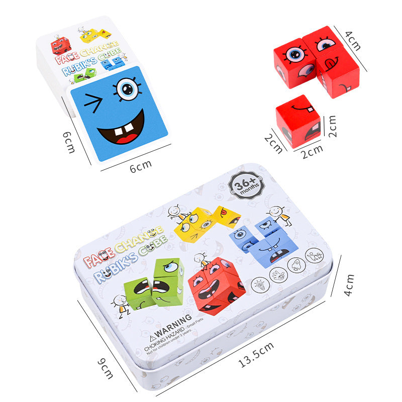 Fun Learning with Cartoon Face Changing Cubes and Wooden Puzzles for Kids